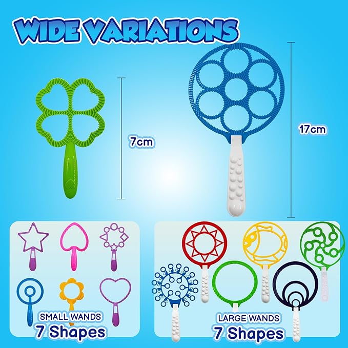 Bubble Wands for Kids | Giant Bubble Wand | Bubbles for Kids | 19,11 Large Bubbles Rings Blowing Set for Big Bubbles Includes 3 Original Mix Kit