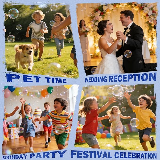 Belemar Dual-Engine Bubble Machine for Kids with RGB Lights & Remote Control, 150° Auto Rotation, Battery Status Display, Type-C Rechargeable,700mL Tank for Parties, Weddings, Outdoor Events
