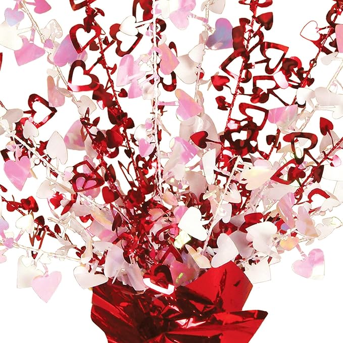 Beistle Heart Gleam 'N Burst Centerpieces 2 Piece, 15", Red/Opalescent