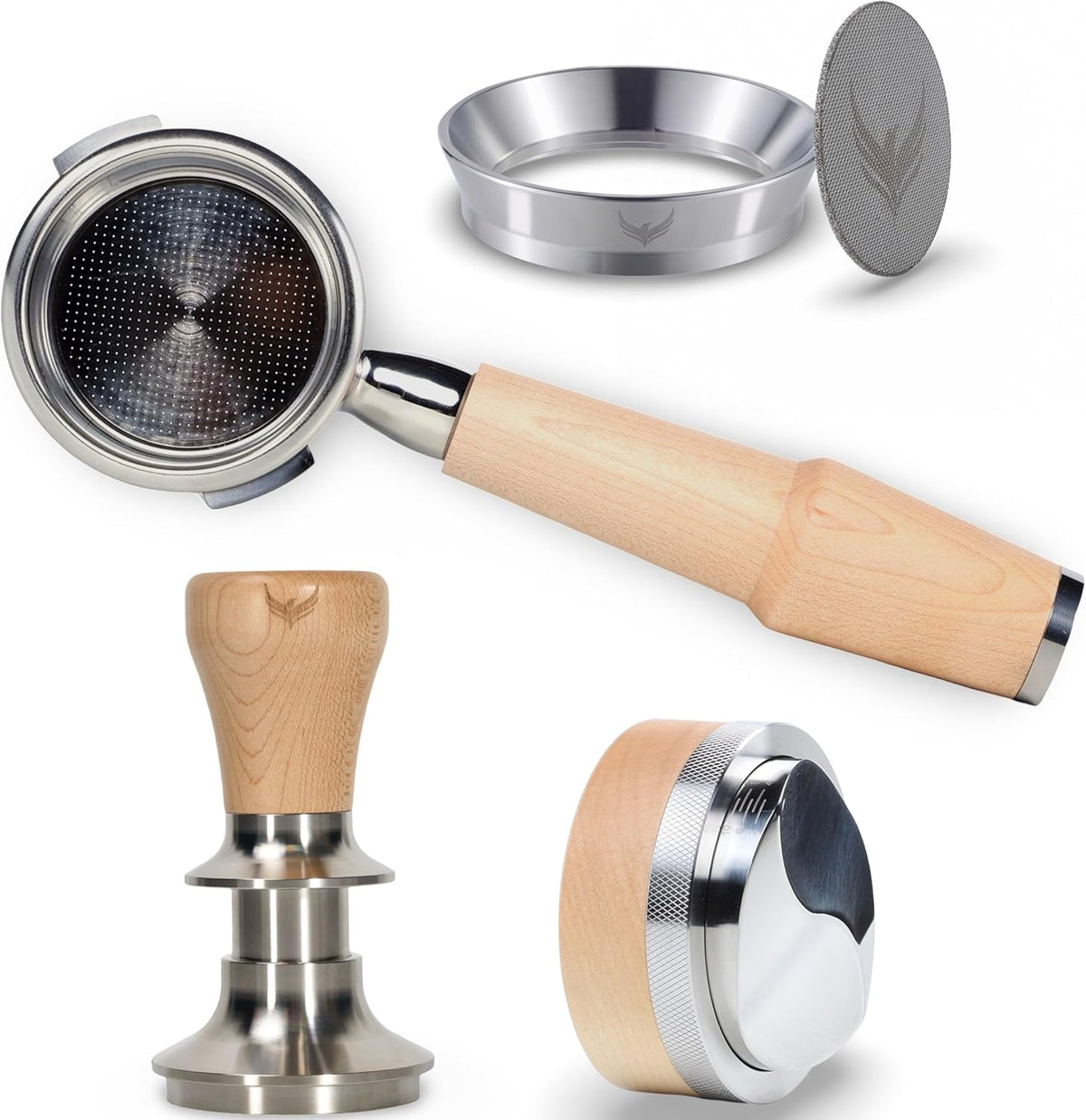 58mm Espresso Tool Kit for Gaggia Classic, Classic Pro, and Classic Pro Evo: Maple Bottomless Portafilter, Calibrated Tamper
