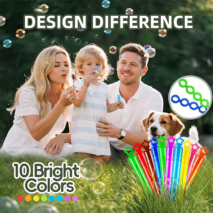 100 Pack Mini Star Bubble Wands Bulk – More Bubbles with Extra Holes, Party Favors for Kids Ages 3+, Classroom Prizes & Goodie Bag Stuffers
