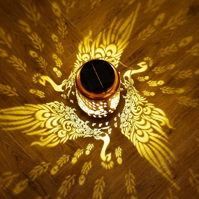 Mothers Day Gifts Peacock Solar Lanterns Outdoor Waterproof, 14.6'' Large Solar Lamps, Upgraded 2000mAH Battery, Metal Birthday Gifts for Women Mom Grandma, Garden Yard Patio Decor