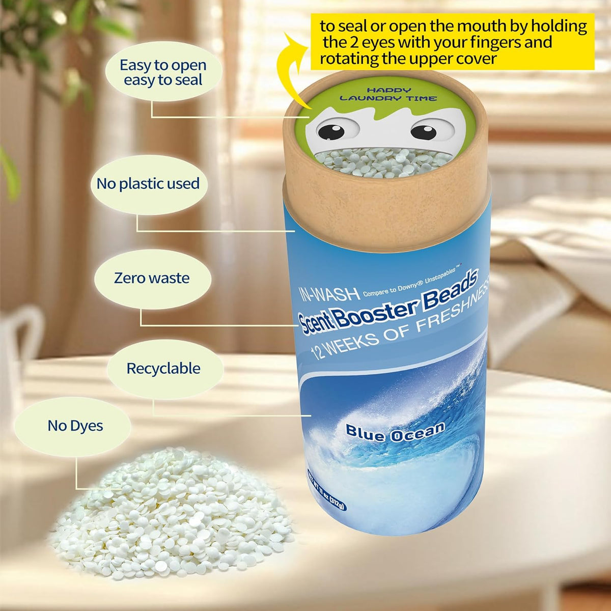 DR.EASY laundry scent boosters,Blue Ocean Scent Boosters for Washer，Bulk Laundry Booster Beads and fabric scent booster，Fresh Scented Clothes fo 12 Weeks