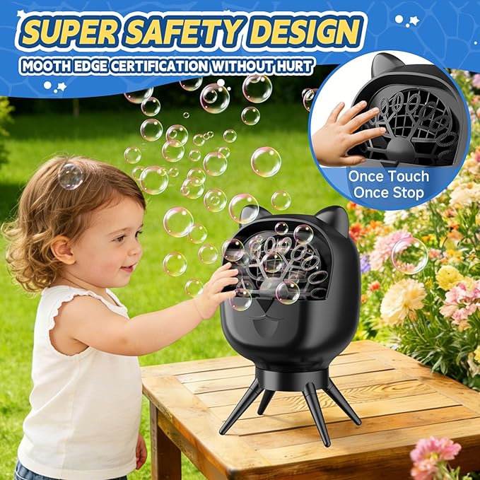Upgraded Bubble Machine with 180°/90°Auto Rotation &1800mAh Rechargeable Battery2Hrs Playtime 500ml Large Tank Dual Speed Control & USB-C Charging Bubble Toys for Indoor Outdoor Birthday Party