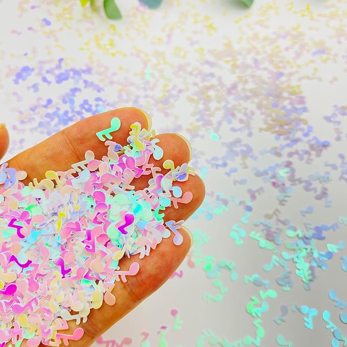 3000Pcs Music Confetti PVC Music Note Musical Confetti for Music Party Recital Reception Baby Shower Wedding and Birthday Party Decoration (White)