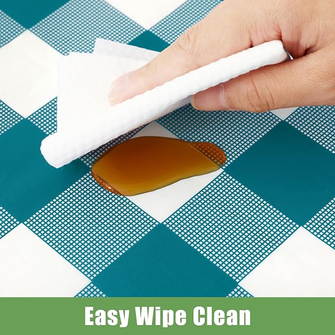 Smiry 8 Packs Gingham Disposable Table Cloth, 54 x 108 Inch Waterproof Plastic Tablecloth, Rectangle Turquoise and White Checkered Table Covers for Picnic, Birthday, Party