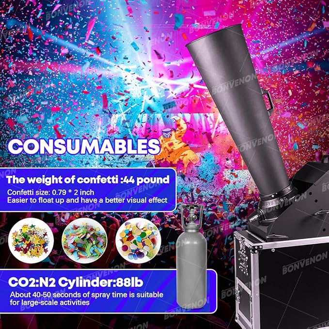 CO2 Big Confetti Blaster DMX Control CO2 Gas Cannon Professional Confetti Launcher Confetti Machine