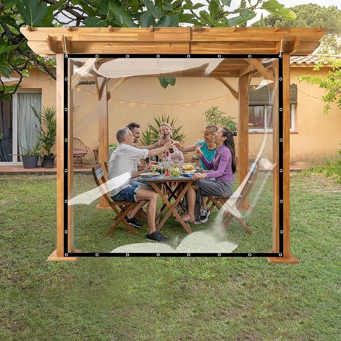 Covers & All Clear Tarps with Grommet Material, 18 oz Clear PVC Tearproof Tarpaulin, Perfect for Indoor & Outdoor Use, Available in Standard Sizes (20' H x 30' W Feet, Clear)