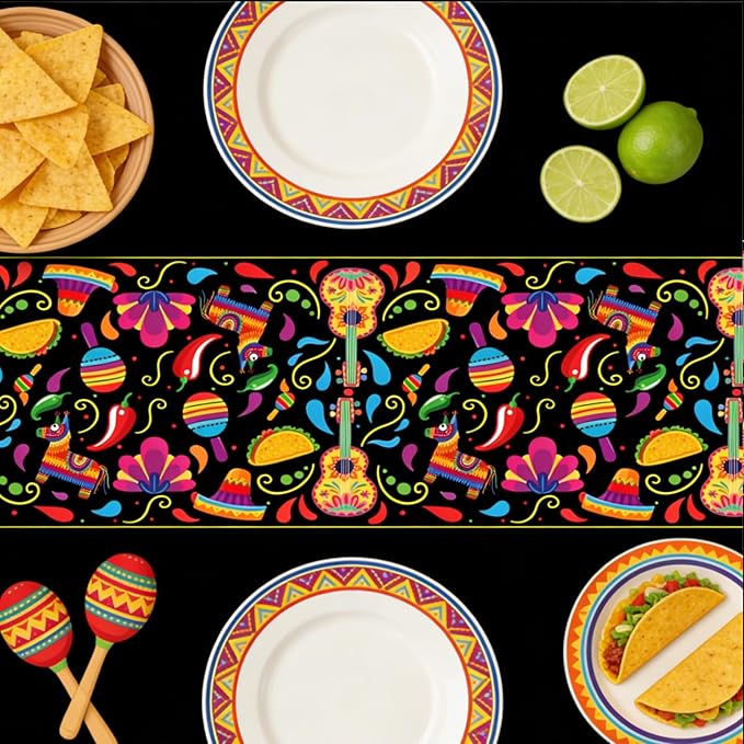 2 Pack Mexican Fiesta Party Tablecloth Decorations, 54 x 108 Inch Cinco De Mayo Table Cloth Disposable Plastic Table Cover for Fiesta Taco Night Birthday and Mexican Themed Party Supplies