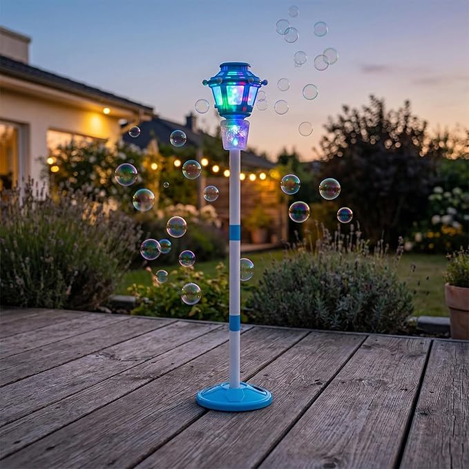 Bubble Machine Maker with Light and Music, Automatic Bubble Blower Summer Bubbles Toys, Rechargeable Automatic Bubble Machine Adjustable Height Outdoor Toy