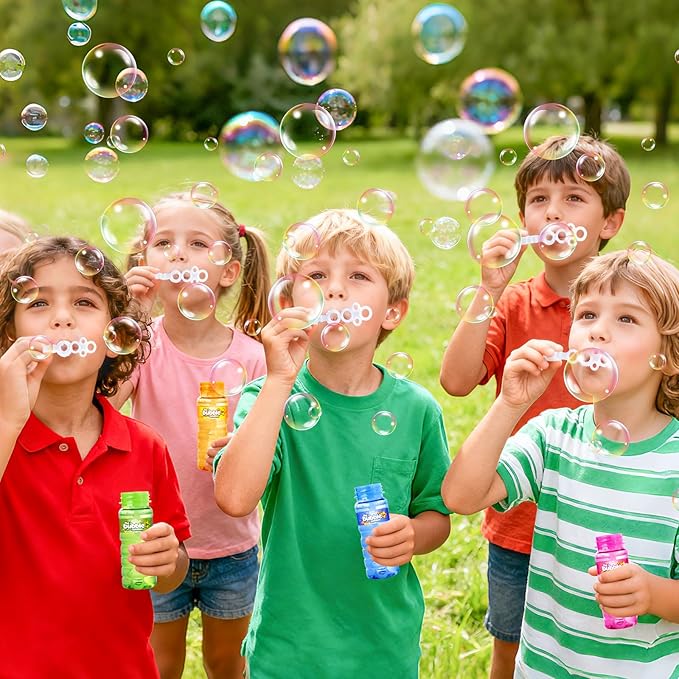 OCHIDO 60 Pcs Bubble Wands Bulk, Bubble Bottles with Wand, Bubbles Party Favors for Summer Toys Gift, Birthday Party Supplies, Blow Bubbles Solution Novelty Toy, 4oz Bubbles Solution in 6 Colors