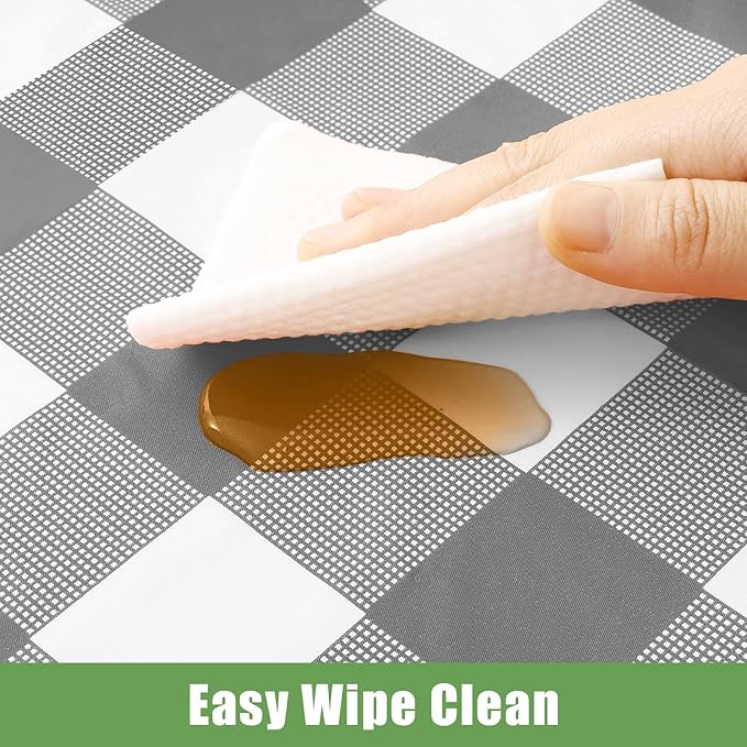 Smiry 3 Pack Grey Gingham Disposable Tablecloths - 54" x 108" Heavy Duty Plastic Table Cloth, Waterproof Buffalo Plaid Table Covers for Picnic, Banquets, Outdoor Parties