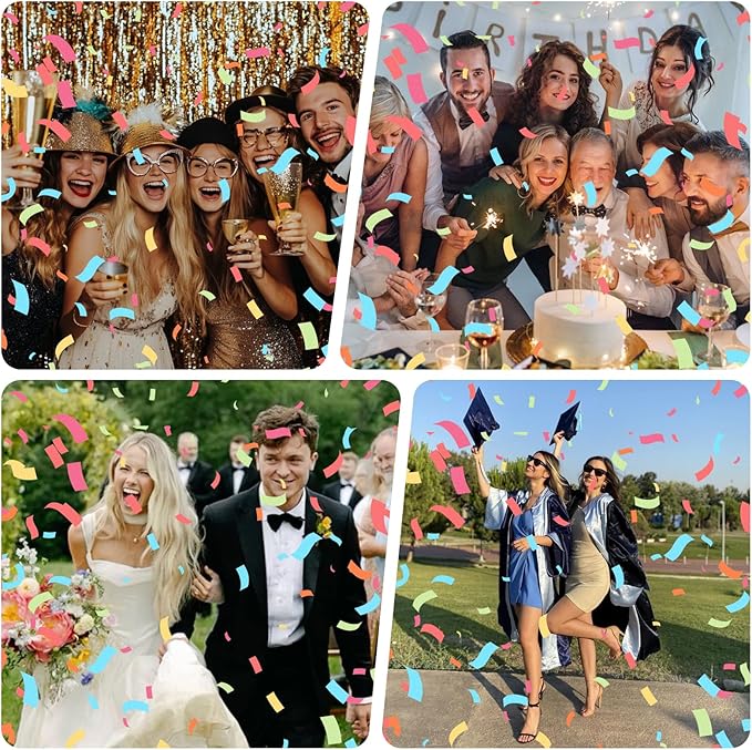 Confetti Poppers Multicolor Confetti Cannon 2 Pack Multicolor Party Poppers Confetti 12 Inch Party Cannon Poppers for Wedding Birthday Graduation New Year’s Eve Party Decorations & Photo Props