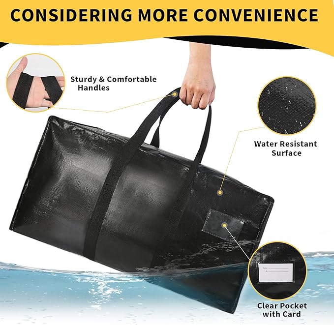 Heavy Duty Extra Large Moving Bags,121 Gallon Jumbo Packing Bags,Huge Moving Storage Bags with Strong Zippers & Carrying Handles,Reusable Big Moving Storage Bags for College Dorm Travel 2Pack