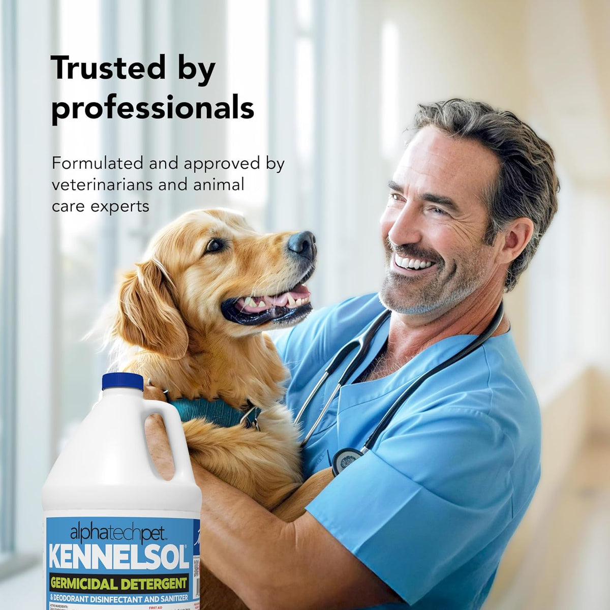 ATP KennelSol 1-Step Kennel Cleaner - 1 Gallon Liquid Disinfectant, Effective Against Bacteria and Viruses, Deodorizer Wintergreen Scent by Alpha Tech Pet