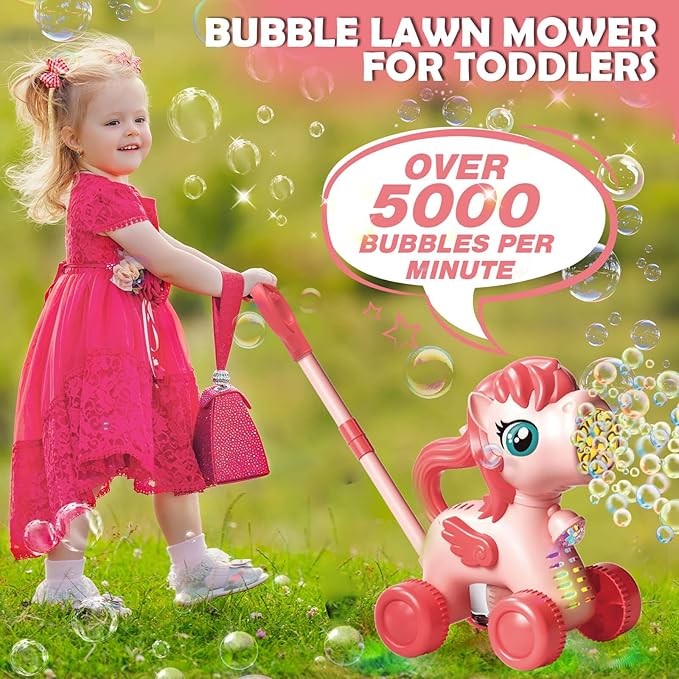 Chridark Bubble Lawn Mower for Kids Toys Age 3 4 5 Year Old: Unicorn Bubble Machine for Toddlers 1-3, Backyard, Travel, Party, Outdoor Toddler Toys, Birthday Gifts for Toddler Girls
