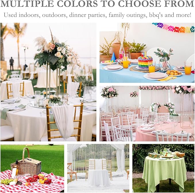 Mulbozy 12 Pack Pink Round Tablecloth, 84 Inches Plastic Table Cover, Premium Disposable Round Party Tablecloth for Restaurant Dinners, Wedding, Grad Party, Baby Shower, Outdoor Camping