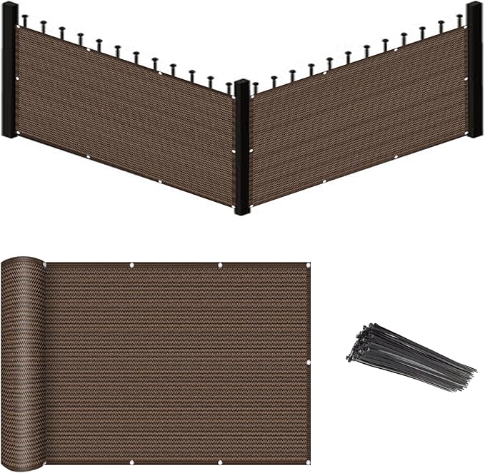 Eden's Decor Balcony Privacy Screen Brown 4'x 30' Cover Mesh Windscreen Weather-Resistant UV Protection for Backyard Deck, Patio, Balcony, Pool, Porch, Fence, Railing, Gardening