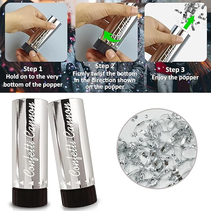 Party Confetti for Wedding Birthday Graduation Baby Shower Anniversary Christmas New Year's Kids Fun Party Supplies Decorations and Favors (Silver 2)