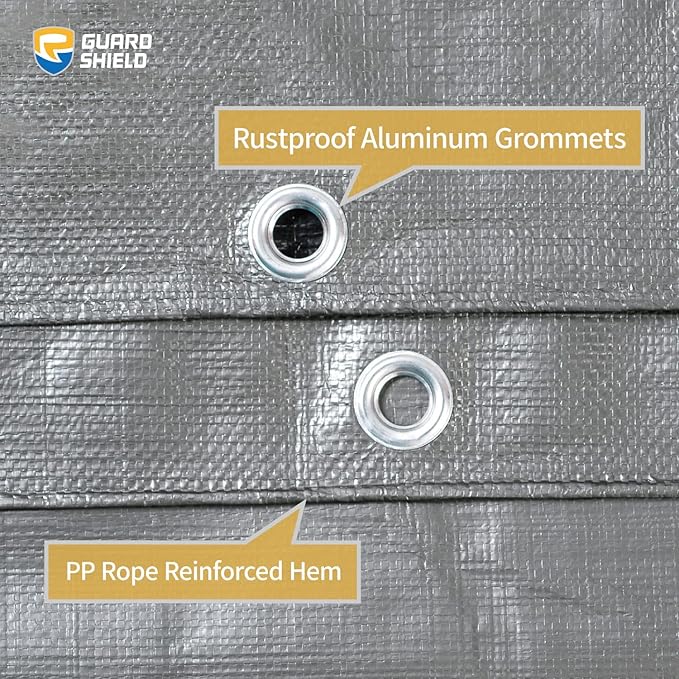 GUARD SHIELD Heavy Duty Tarp 20x40 Feet Silver/Black Multi Purpose Thick Waterproof Poly Tarp Cover 10mil