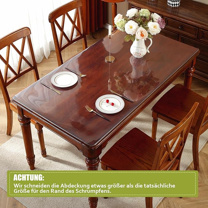 OstepDecor Clear Table Protector 16 x 32 Inch, 2mm Thick Plastic Table Cover, Waterproof PVC Clear Table Cover Protector, Desk Protector Mat, Writing Desk Pad for Desktop, Coffee & Dining Room Table