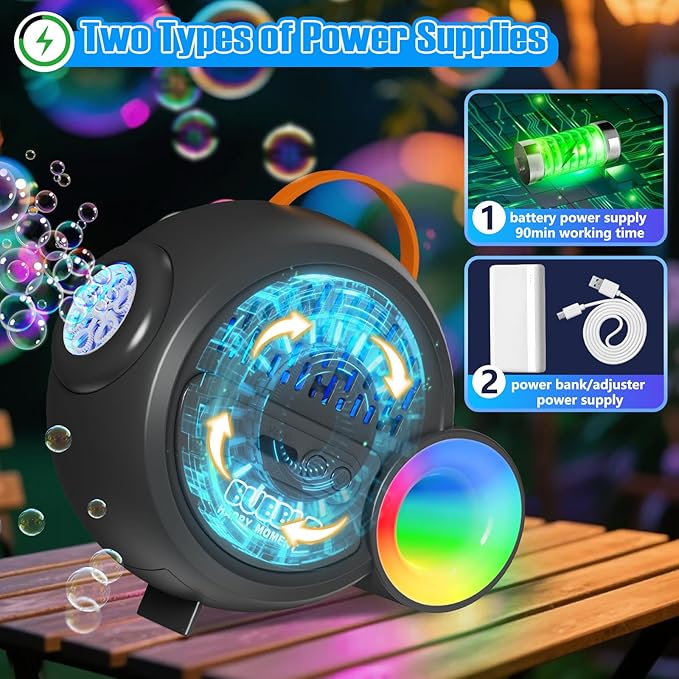 Bubble Machine for Kids Toddlers,Automatic Bubble Maker with RGB Light,Rechargeable Type-C Charge Bubble Blower,Bubble Toy for 3 4 5 6 7 Year Old Boy Girl,Outdoor Party Wedding Easter Gifts(Gray)