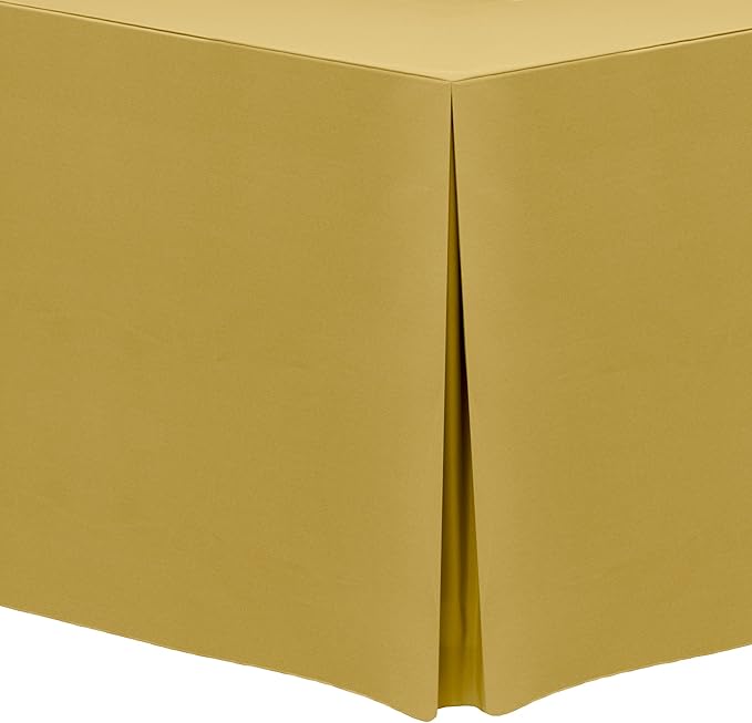 Ultimate Textile -3 Pack- 5 ft. Fitted Polyester Tablecloth - Fits 30 x 60-Inch Banquet and Folding Rectangular Tables - 42" H, Gold
