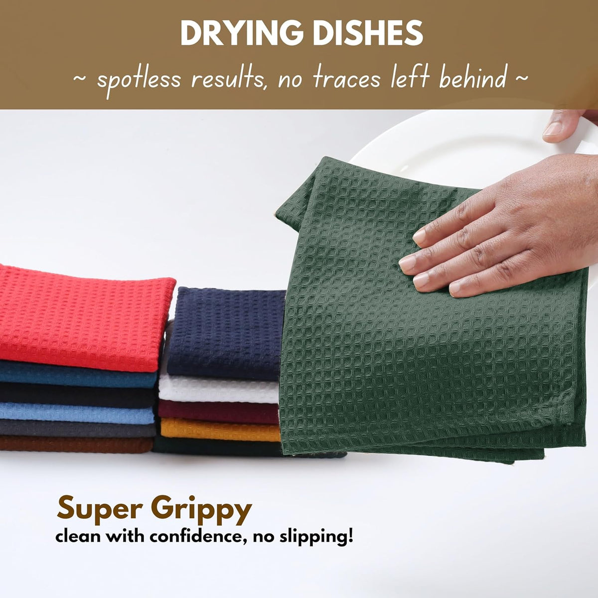 Native Fab 18 Pack Dish Cloths - Soft, Absorbent, Quick Drying, Washable Towels for All Cleaning, Cooking, Baking, 100% Cotton, Ideal for Home
