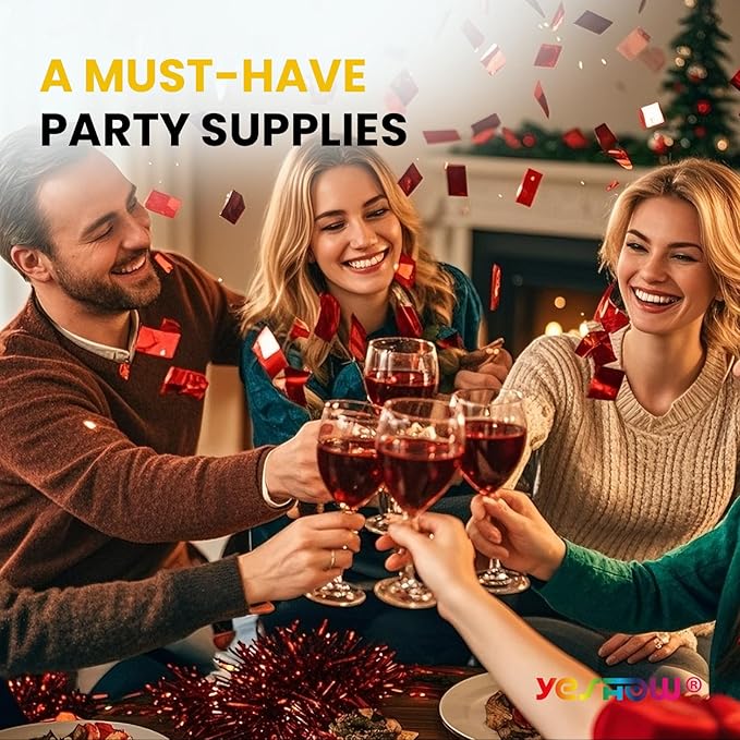 Confetti Cannon Party Poppers Shooters Red,YESHOW Confetti Bomb Blaster(6 pack) for Birthday Christmas New Year’s Eve Wedding Graduation