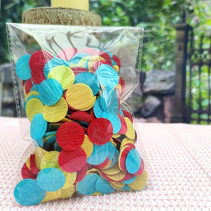 Carnival Circus Table Confetti Red Yellow and Blue 1 inch Crepe Paper Dots Table Scatter Confetti for Birthday Paw Party Decorations 1000 Pcs