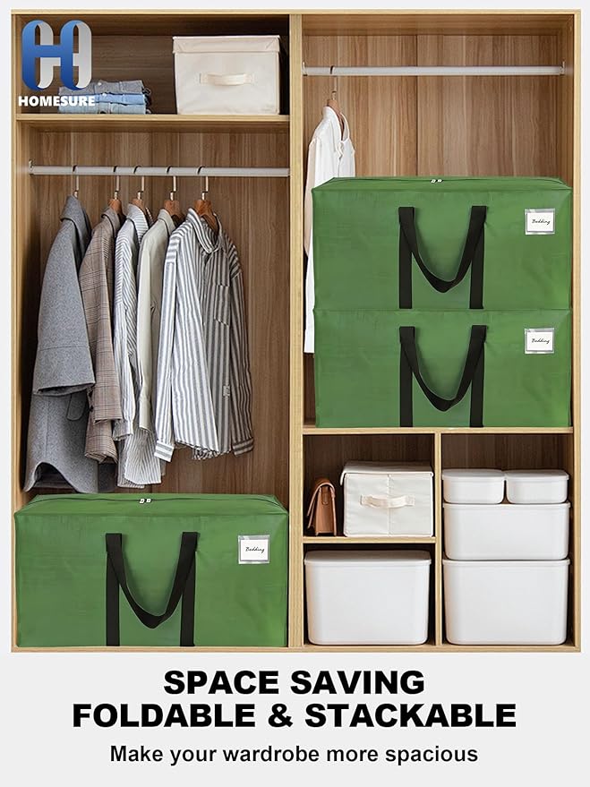 80 Pack Large Strong Moving Bags with Zippers & Carrying Handles - Water-Resistant - Heavy Duty Storage Tote for Space Saving, Fold Flat, Alternative to Moving Box (Multicolored)