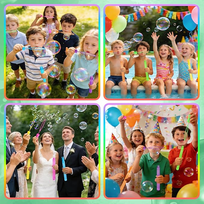 OCHIDO 60 Pcs Bubble Wand in 6 Colors, Bubble Wands Bulk for Kids Party Favors, Bubbles Party Favors for Summer Toys Gift, Indoor Outdoor Activity, Birthday Party, Wedding, Goodie Bags Stuffers