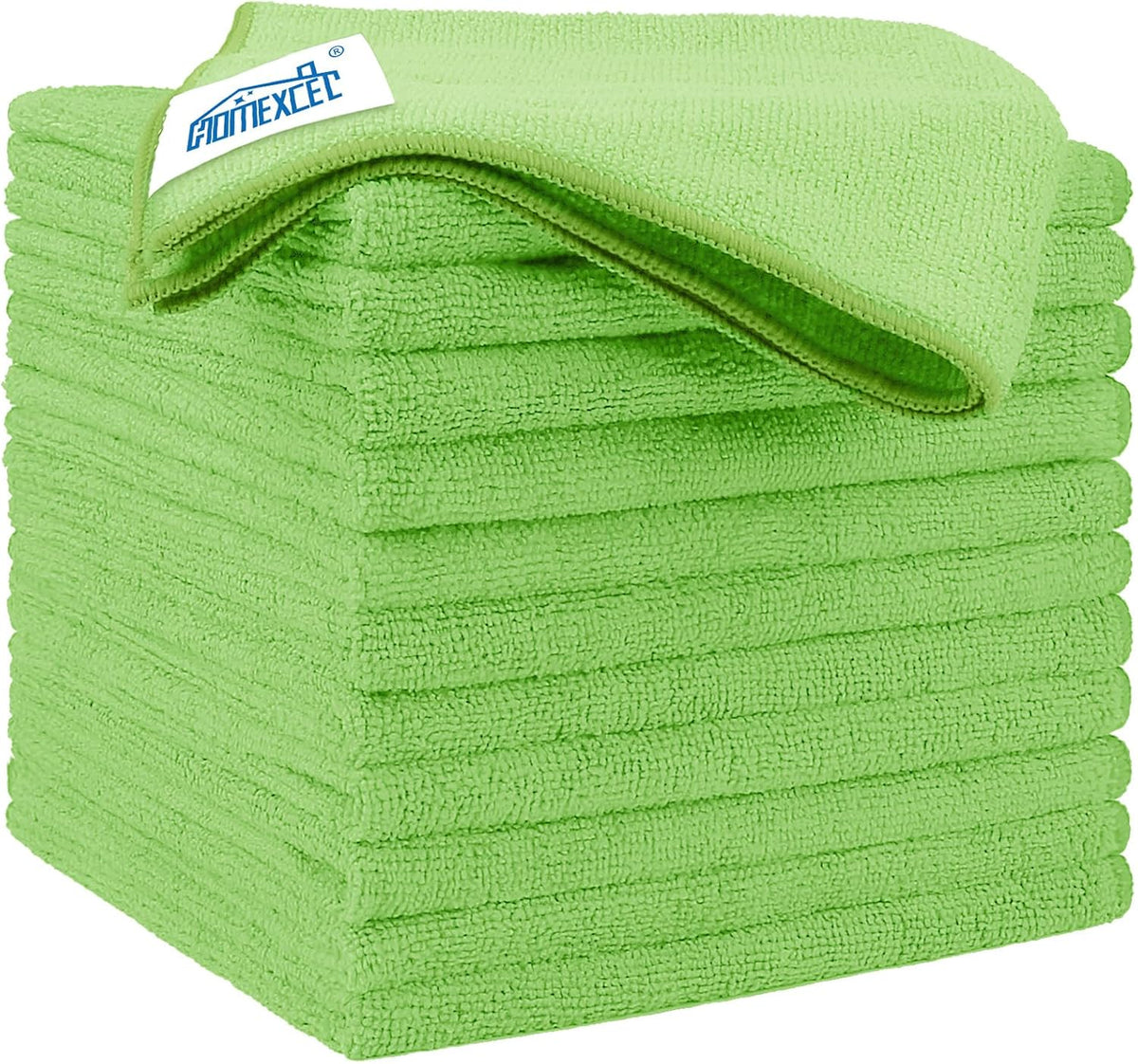 Homexcel Green Microfiber Cleaning Cloth 12 Pack, 12.5 x 12.5 inch Microfiber Towels for Cars, Ultra Absorbent Car Washing Cloth