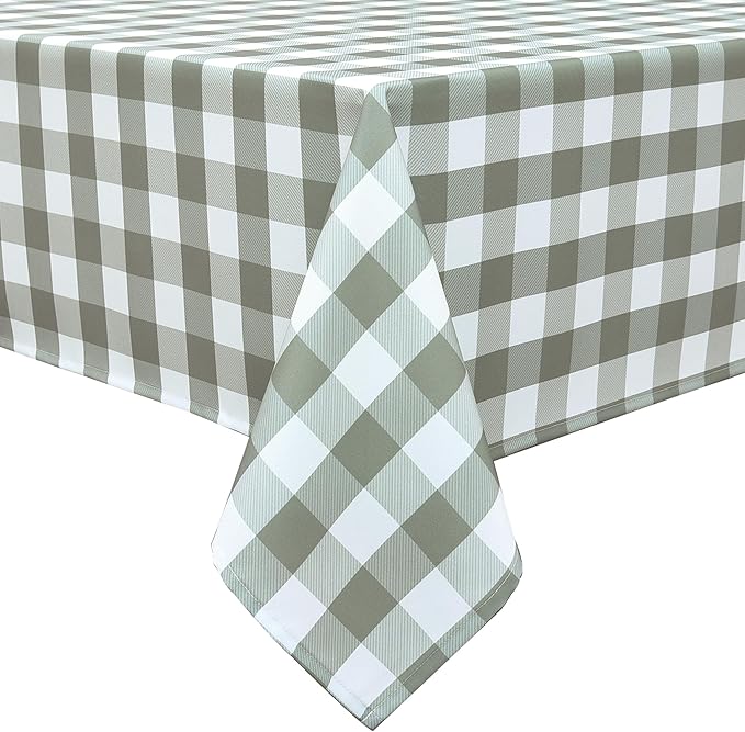 Classic Gingham Plaid Tablecloth Fabric - Rectangular 58x102 Inch Water Resistant Checked Table Cloth for Indoor/Outdoor Use - Table Cover for Kitchen, Picnics, Gardens, and Parties