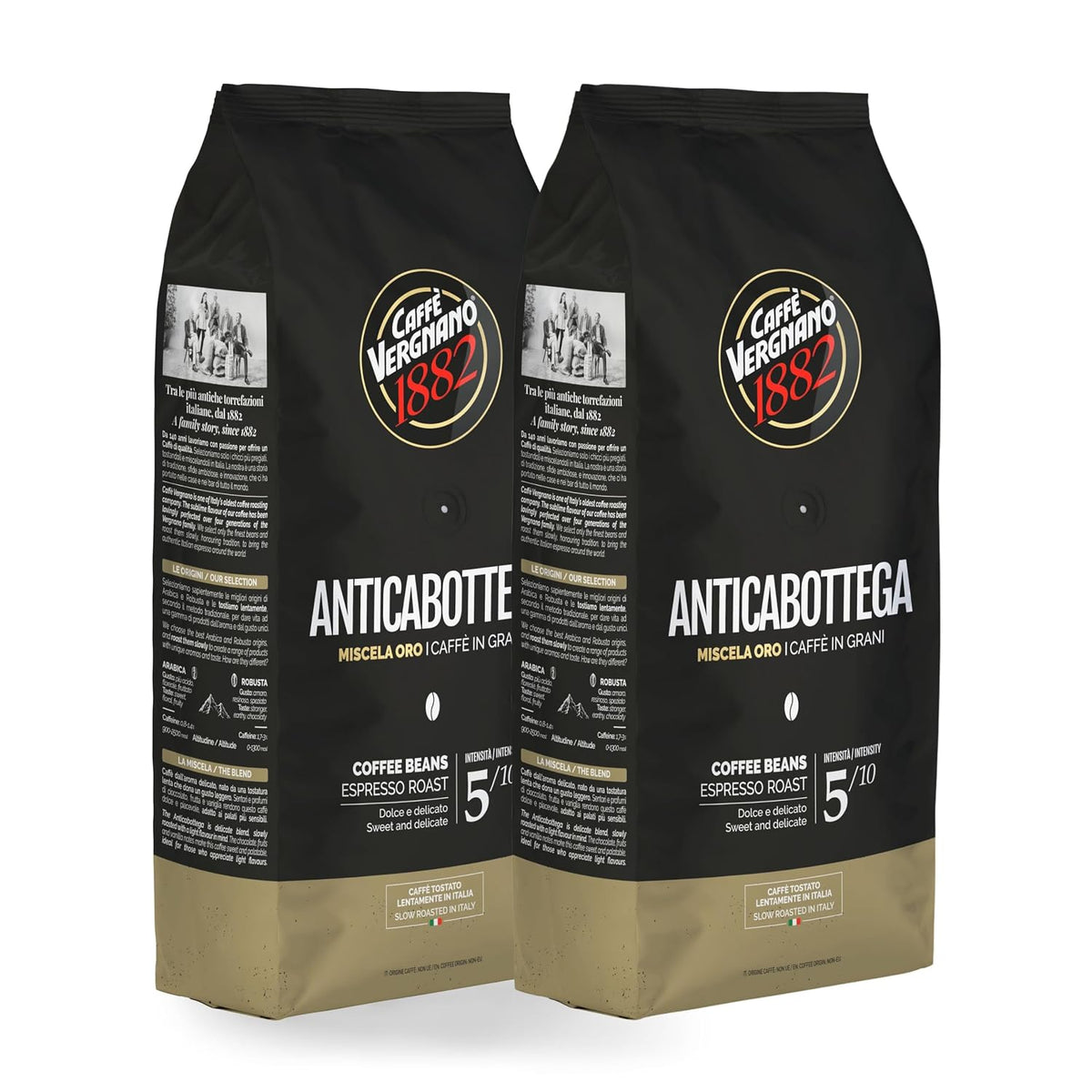 Caffe Vergnano Antica Bottega Whole Bean Coffee, Coffee Beans, 1.1 lb