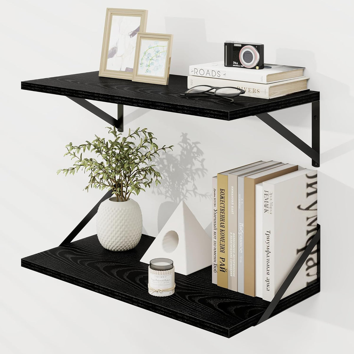Dreamland Deep Floating Wall Shelves, Black Shelf, Large Floating Shelf 12 * 24 inchSet of 2 Bathroom Wall Shelves Bookshelf for Living Room Bedroom