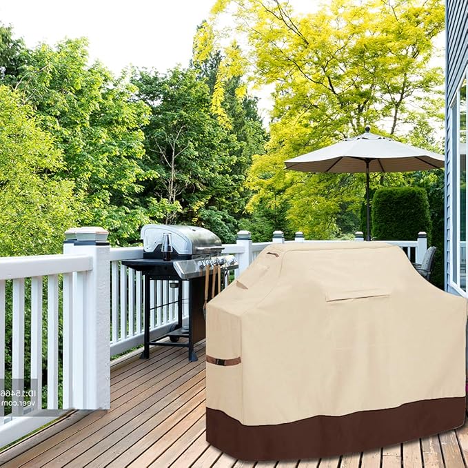 Vailge Grill Cover,60-inch Waterproof BBQ Cover,600D Heavy Duty Gas Grill Cover, UV & Dust & Rip & Fading Resistant,Suitable for Weber, Brinkmann, Char Broil Grills and More,Beige