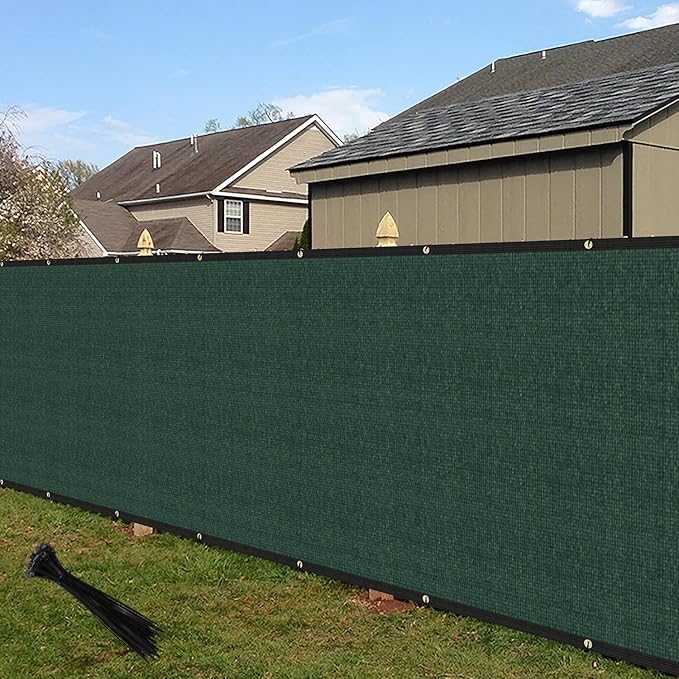 ECOOPTS 4'x283' Privacy Fence Screen Windscreen with Copper Grommets, Fit for Commercial Fence and Residential Garden Outdoor 90% UV Blockage, Cable Zip Ties Included (Green)