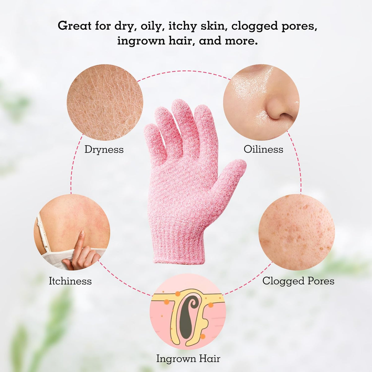 Evridwear Exfoliating Gloves for Shower, 100% Nylon Thick Soft Medium Heavy Bathing Gloves Dead Skin Remover Body Scrubber Smooth Skin with Hang Loop, 3 Pairs