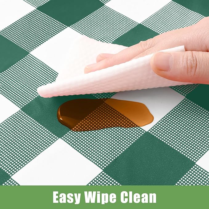 Smiry 3 Pack Hunter Green Gingham Disposable Tablecloths - 54" x 108" Heavy Duty Plastic Table Cloth, Waterproof Buffalo Plaid Table Covers for St. Patrick's Day, Banquets, Parties