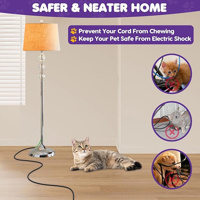 UOMTFAI Cord Protector for 1 Cord 6.6ft 3/10 Inch, Flexible Cord Protectors from Pets No Chew Cable Management Cable Sleeve, Cable Organizer Cord Cover for USB Power Cords Audio and Video Cords