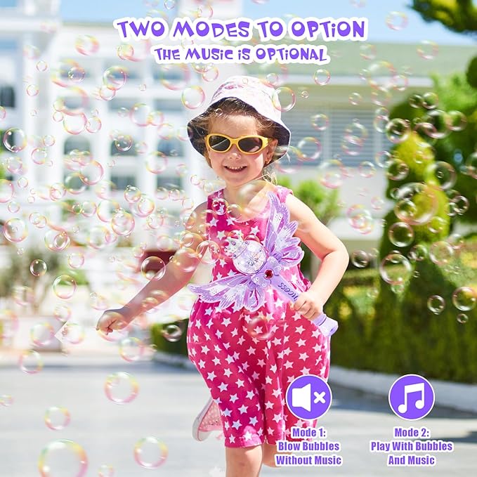 Princess Bubble Wands for Kids,Light Up & Musical Bubble Machine,Bubble Blower,Bubble Maker,Gift for 3 4 5 6 7 8 Year Old Girls,Outdoor Birthday Party Bubble Toy for Toddlers.(Light Purple)