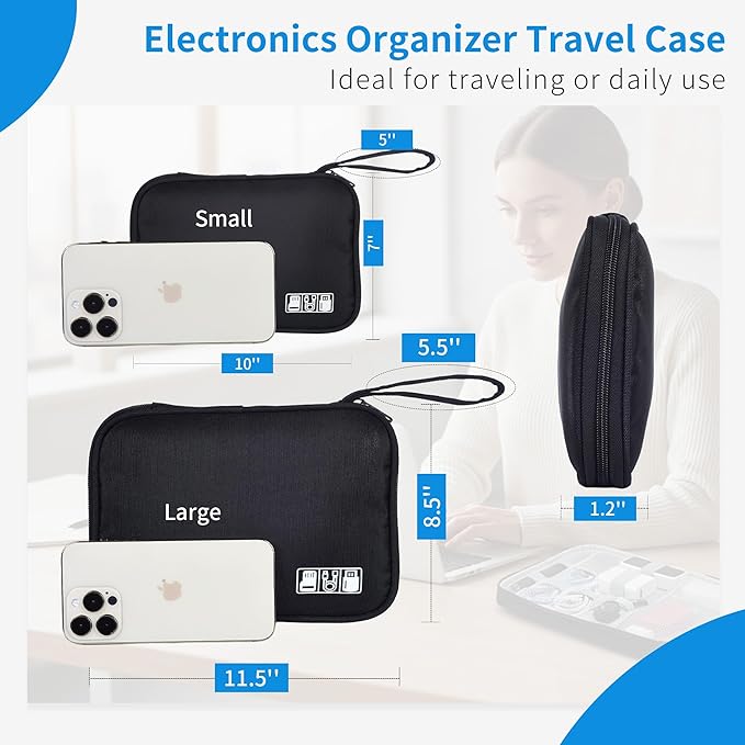 7 Pack Electronics Travel Organizer Case Tech Accessories Cord Storage Bag