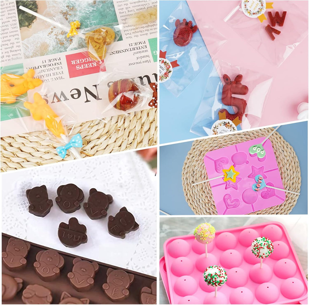 Cake Pop Maker Kit 618Pcs with 5 Silicone Mold Sets - 3 Tier Display Stand, Chocolate Candy Melting Pot,Piping Tips and Coupler, Measuring Cup