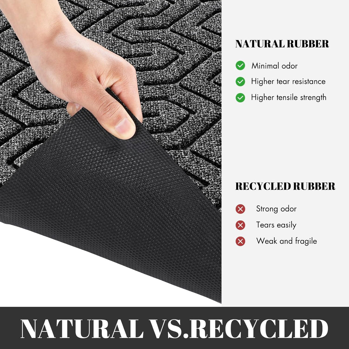Yimobra Large Door Mat Outside Entrance 47x24, Waterproof Heavy Duty Outdoor Mats for Front Door, Non Slip Rubber Entry Mat for Garage Patio, Easy Clean, Mix Grey