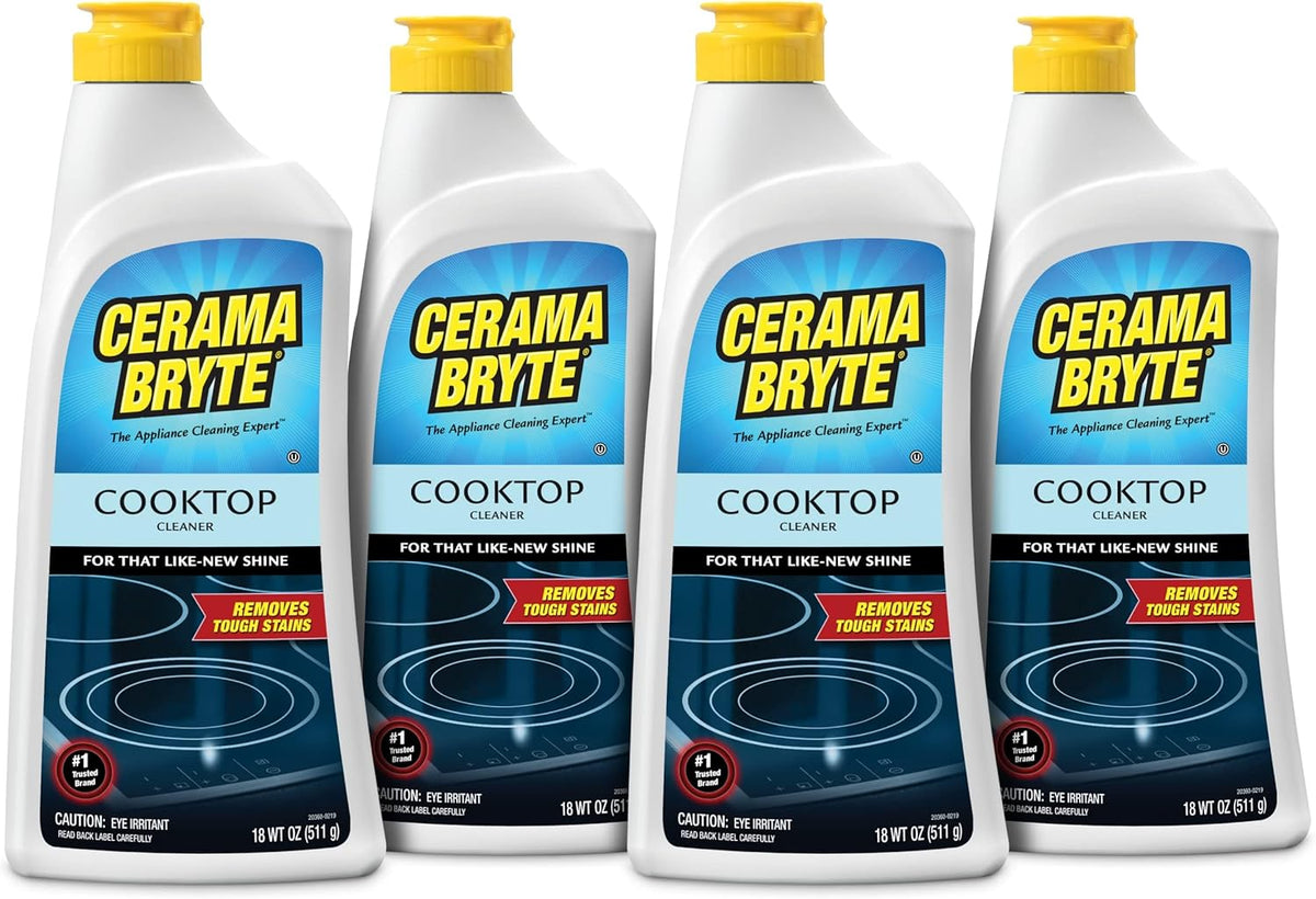 Cerama Bryte Removes Tough Stains Cooktop and Stove Top Cleaner for Glass - Ceramic Surfaces, 18 Ounces, 4 Pack