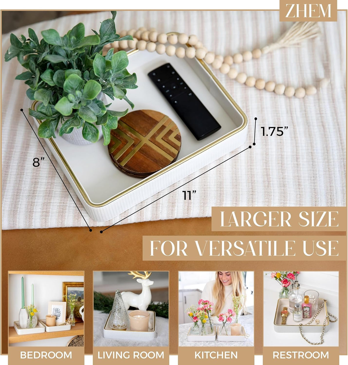 Perfume Tray for Women Valet Tray Night Stand Bedside Organizer, Perfume Organizer Catchall
