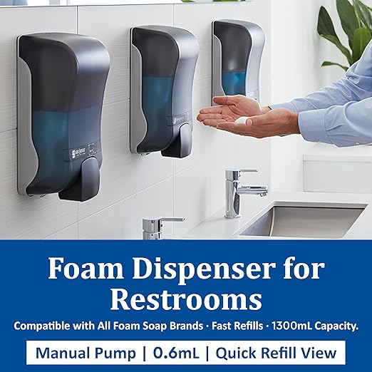 San Jamar SF1300TBK SF1300 Rely Manual Foam Soap Dispenser, 1300 mL, Black Pearl
