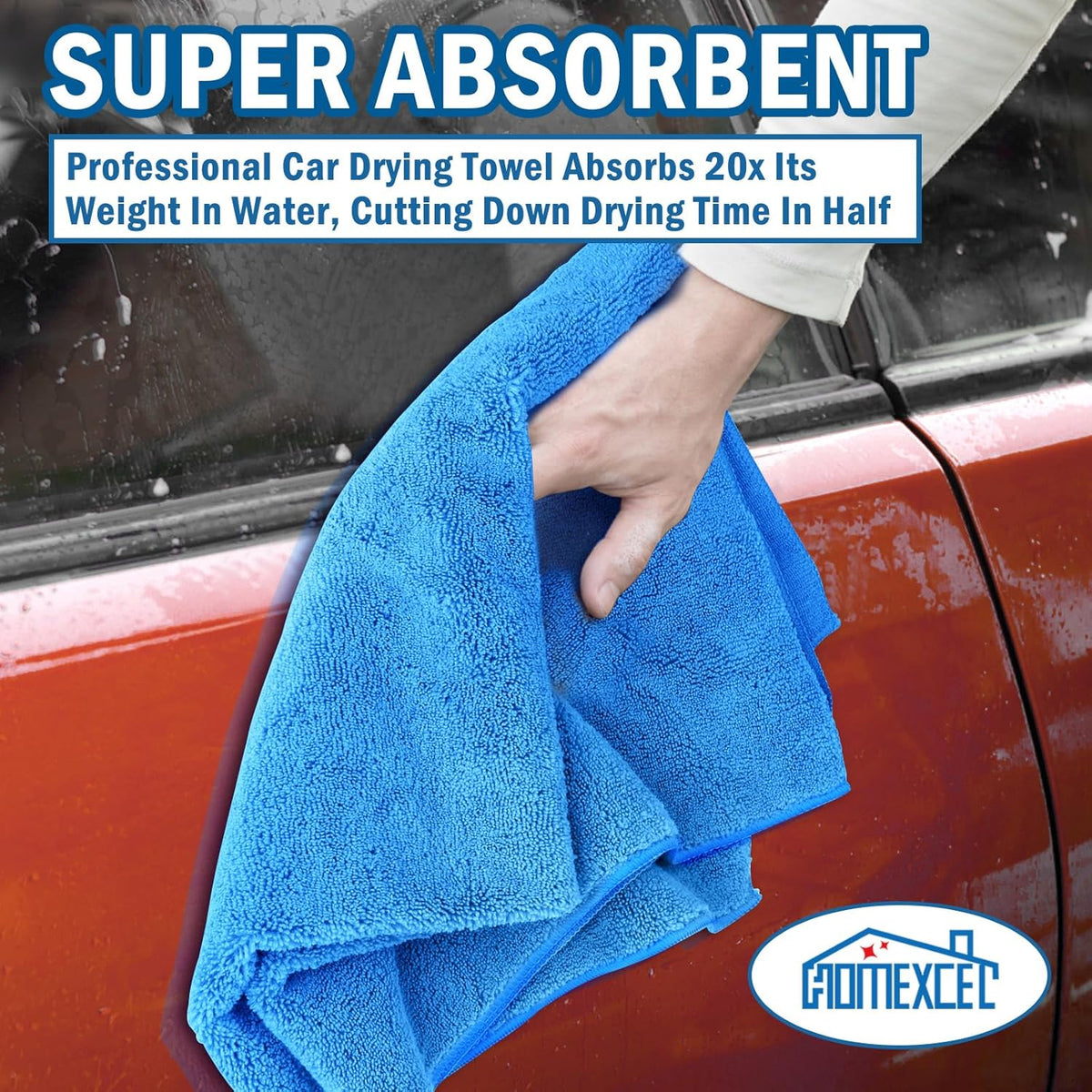 HOMEXCEL Professional Large Microfiber Car Drying Towels 2 Pack, 31" x 24"