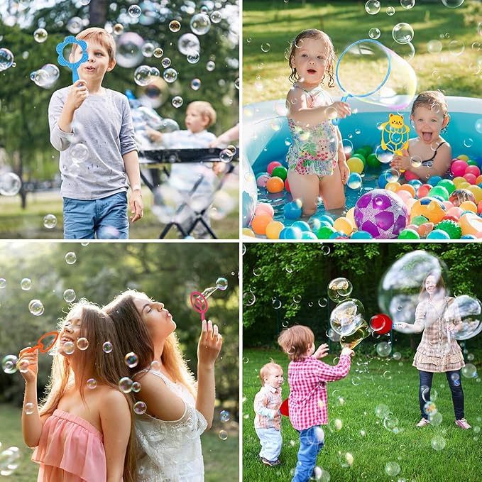 Roberly 17 PCS Big Bubble Wands Toys Set, Tray, Soft Racket, Bulk Funny Bubbles Making Toys for Kids Summer Outdoor Activities Game Birthday Party Favors